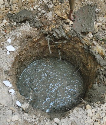 post hole with concrete