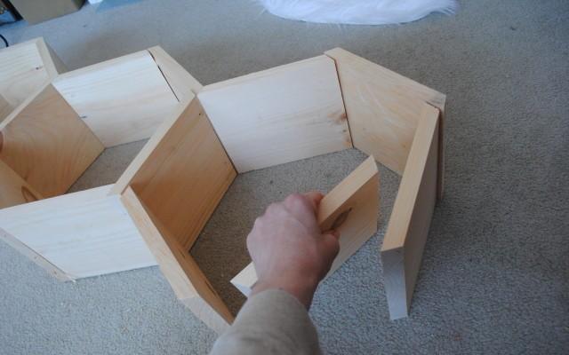 DIY wall shelf -- Step 2 -- Assembly. How to make a honeycomb (hexagon) shelf with your own hands